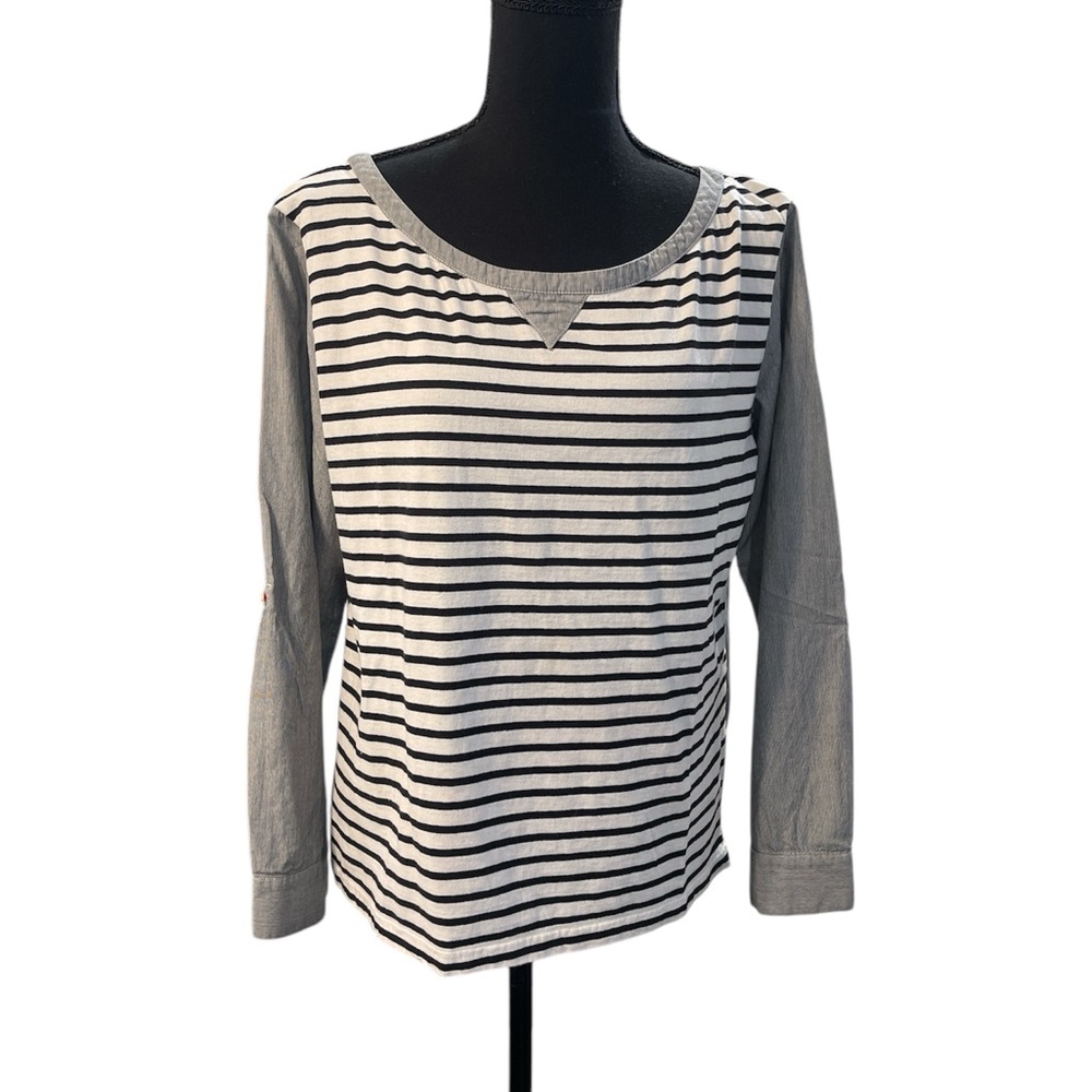 Anthropologie Striped Black and White Women's Top
